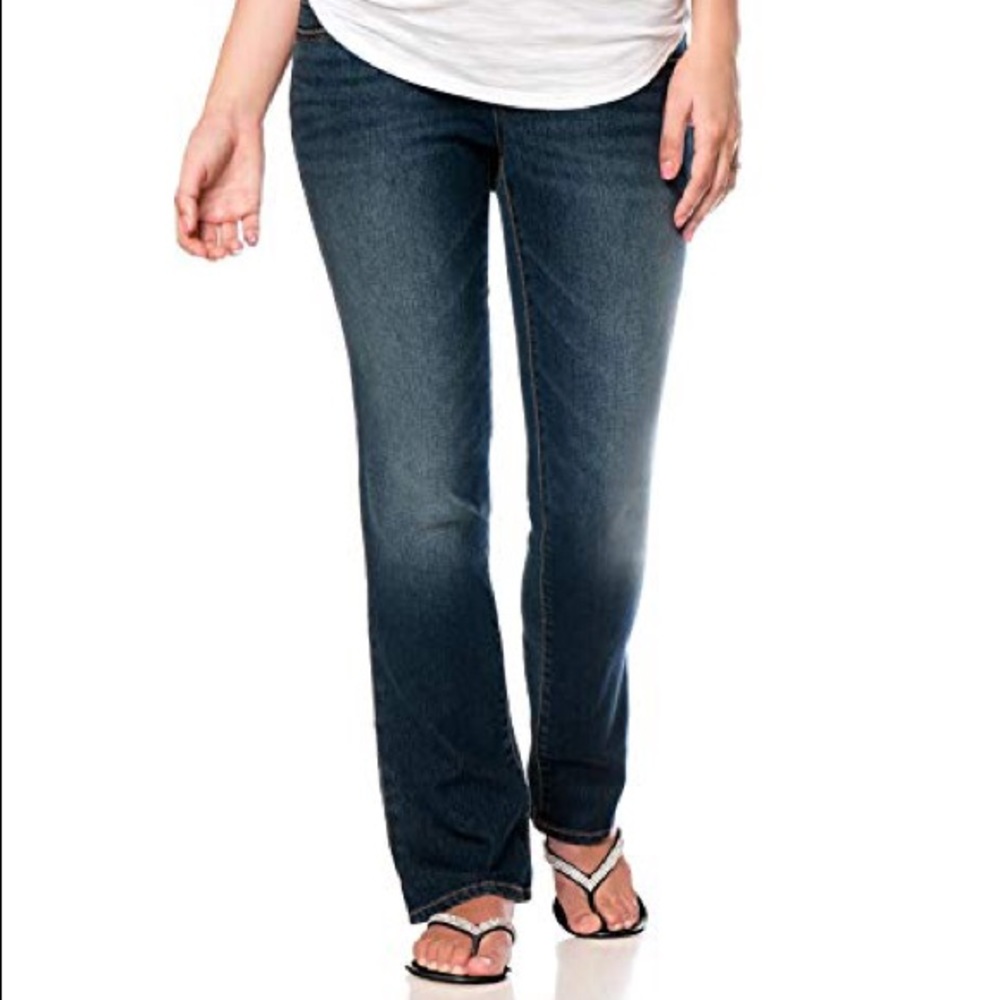 NWT- Indigo Blue Petite bootcut maternity jeans- M